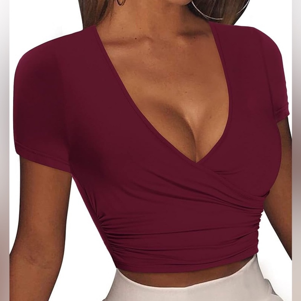 Burgundy Cropped Shirt
